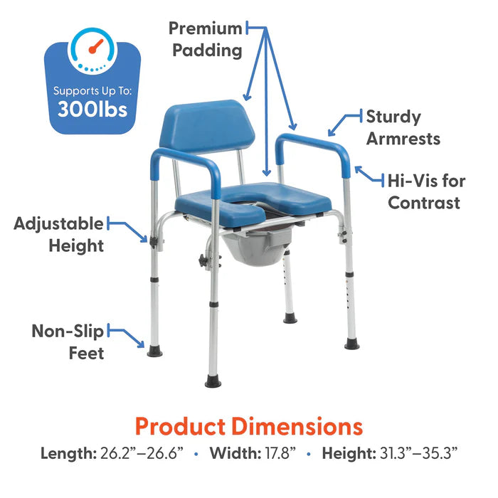 SoftSecure 3 in1 Commode Chair w/Back