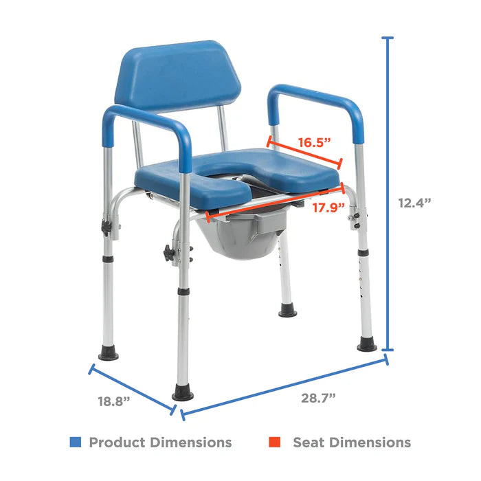 SoftSecure 3 in1 Commode Chair w/Back